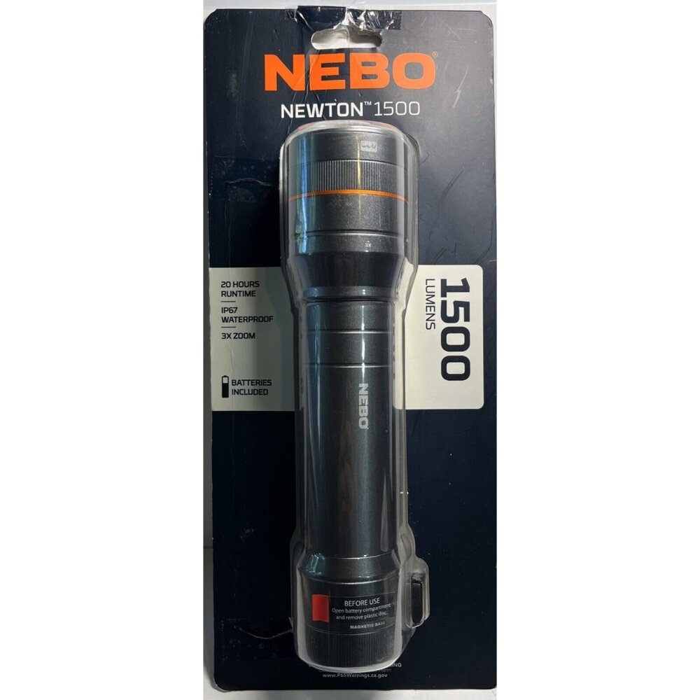 New! NEBO Newton 1500 1500LM Waterproof Flashlight- NEB-FLT-0017 W/ Batteries!!!